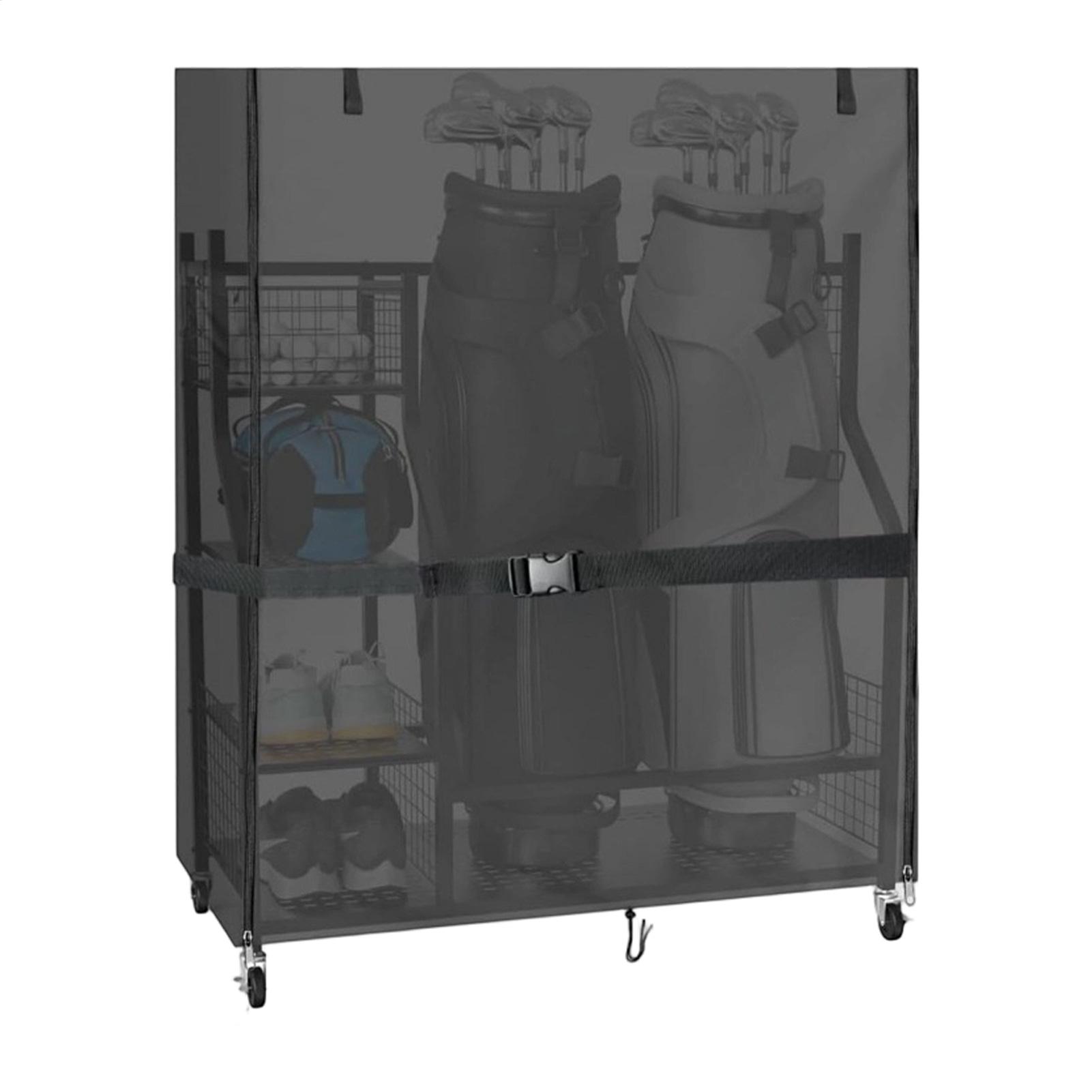 Golf Equipment Garage Organizer - スポーツ用品収納用ガレージオーガナイザー、オックスフォード生地製、防水加工、シルバーコーティング、ゴルフバッグスタンドカバー、家庭用ガレージや収納スペースに最適。