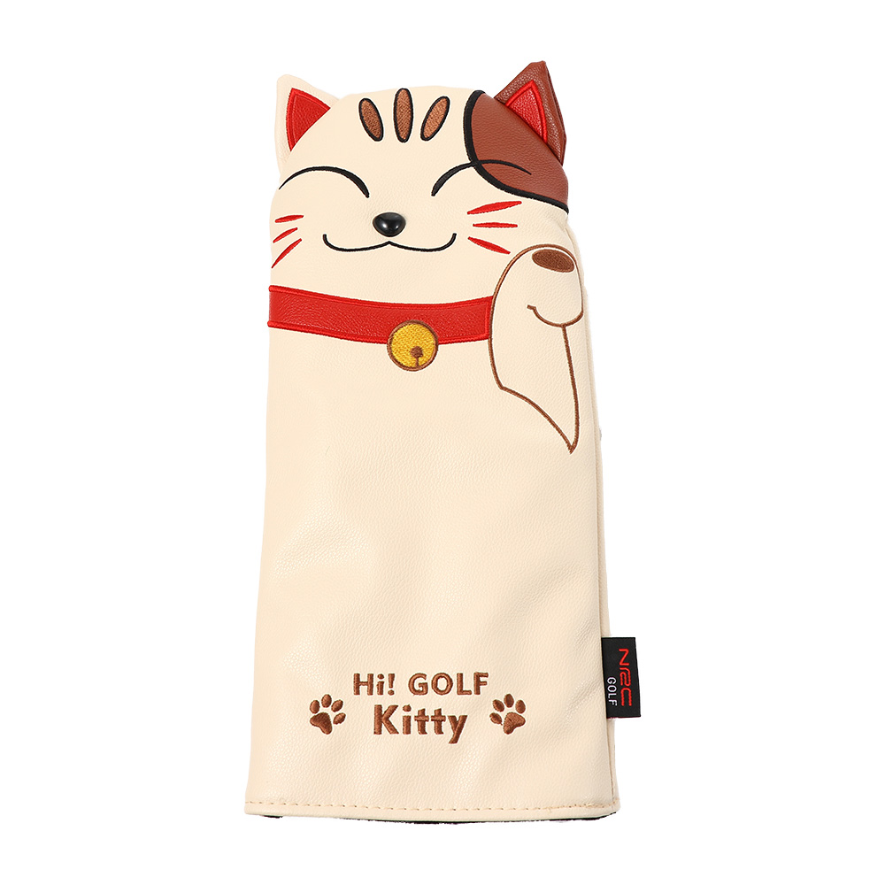 Putter Mallet Blade - クローズドキュートキティ ハイブリッドウッドヘッドカバー PUレザー ラッキーキャット ゴルフパターカバー ゴルフクラブヘッドカバー