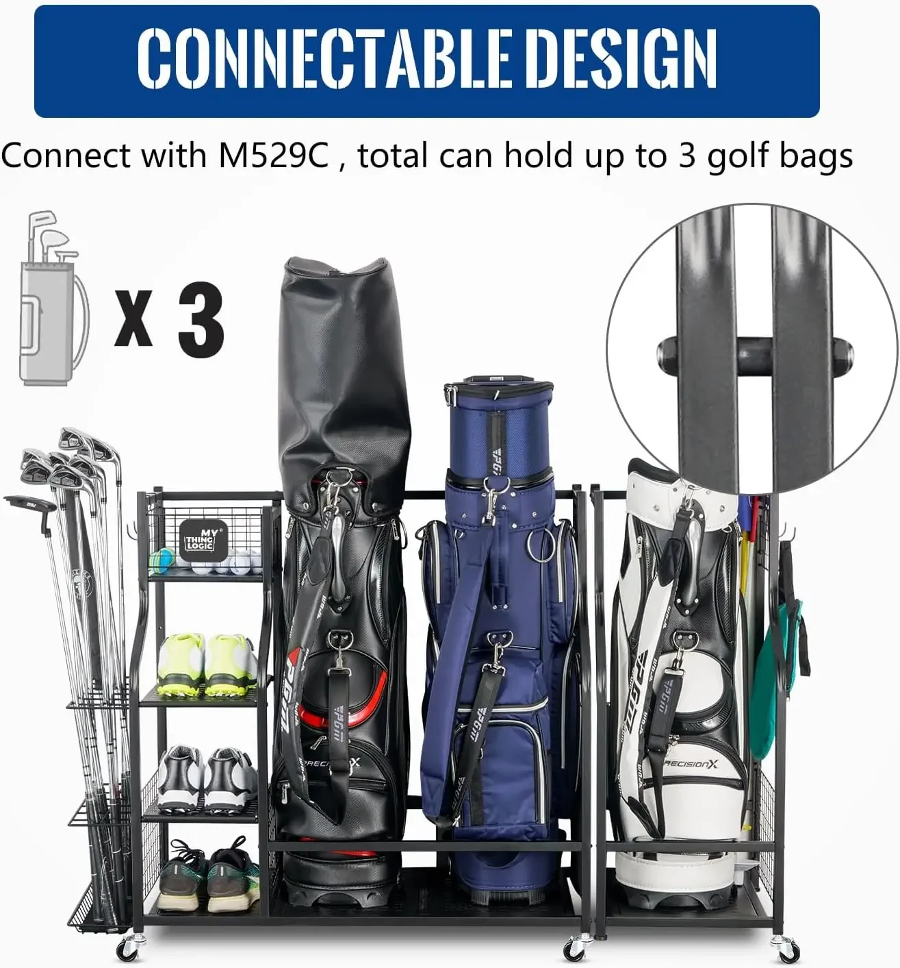 ゴルフ収納ガレージオーガナイザー、ゴルフバッグ収納スタンド、 - Golf Equipment Garage Organizer のレビューと価格