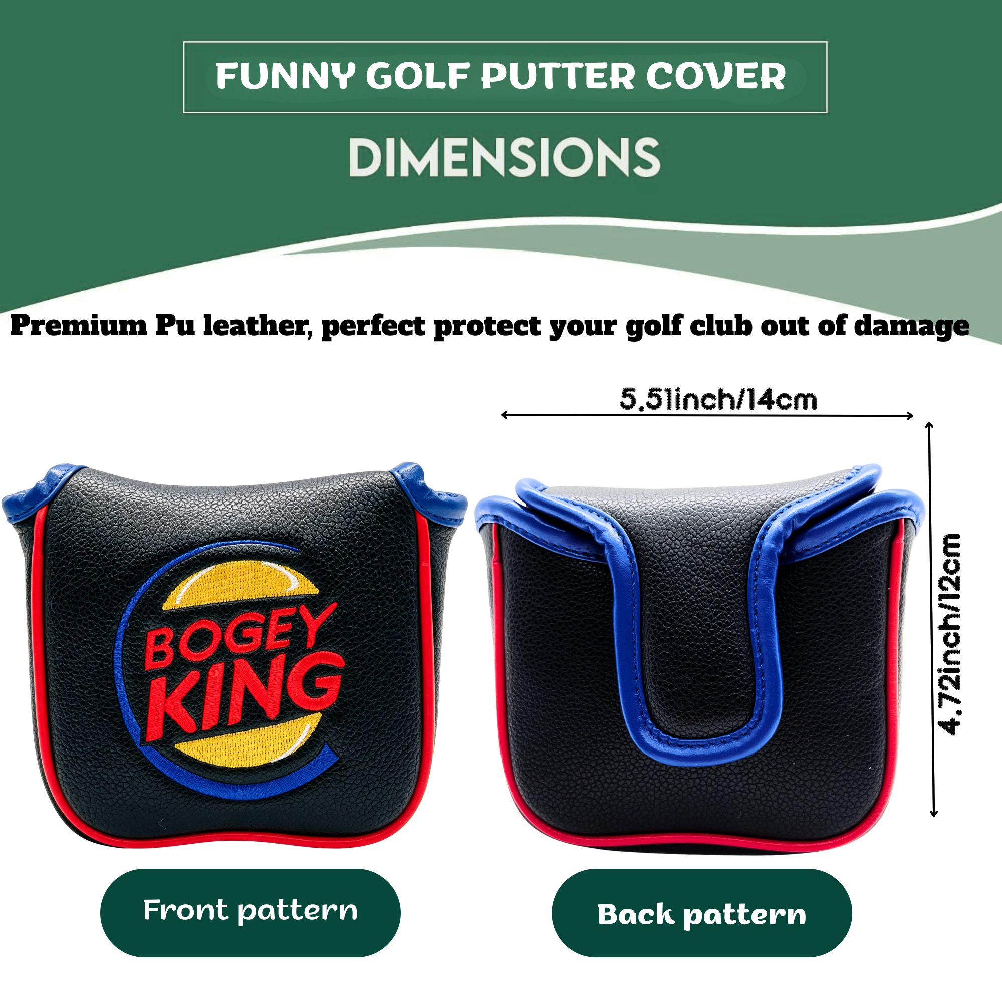 面白いボギーキングゴルフヘッドカバー、ゴルフマレットブレード - Putter Mallet Blade のレビューと価格