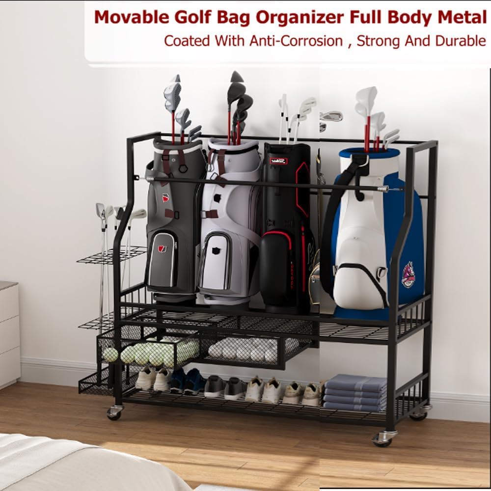 ゴルフバッグ収納ガレージオーガナイザーラック（引き出し付き） - Golf Equipment Garage Organizer のレビューと価格